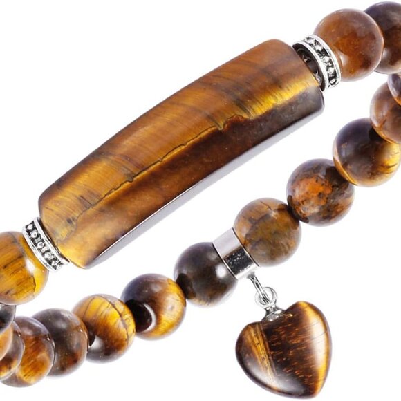Delicate 8mm Healing Crystal Bracelet with Beautiful Heart Charm - Gift Ready - Picture 1 of 6
